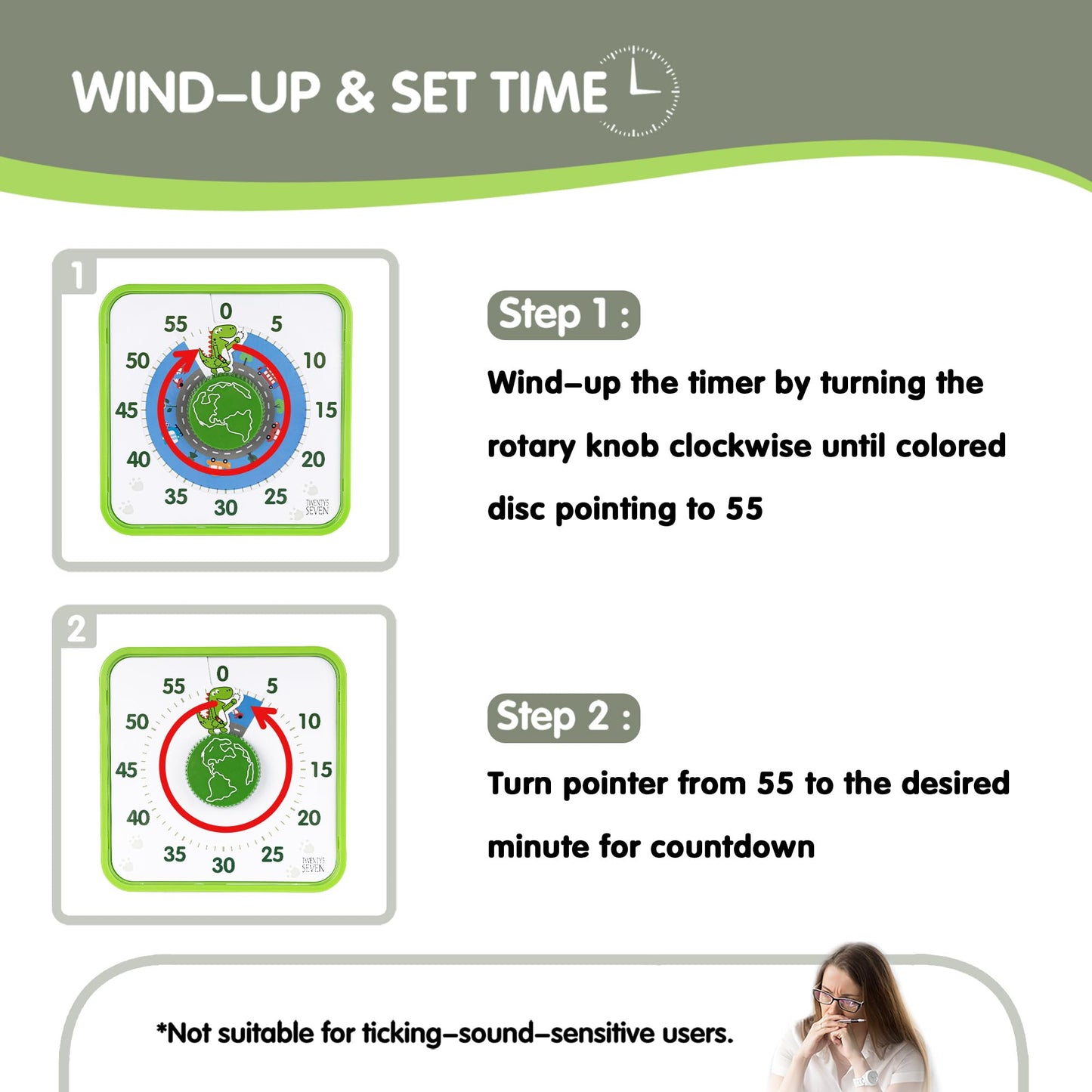 Visual Timer 7.5 inch, 60-Minute Countdown Timer for Kids Classroom Teaching Tool Office Meeting, Mechanical Countdown Clock for Exam Time Management Magnetic Kitchen Timer, Purple