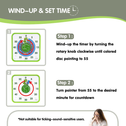 Visual Timer 7.5 inch, 60-Minute Countdown Timer for Kids Classroom Teaching Tool Office Meeting, Mechanical Countdown Clock for Exam Time Management Magnetic Kitchen Timer, Purple