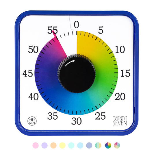 TWENTY5 SEVEN Countdown Timer 7.5 inch; 60 Minute 1 Hour Visual Timer – Classroom Teaching Tool Office Meeting, Mechanical Countdown Clock for Kids Exam Time Management Magnetic, Colorful