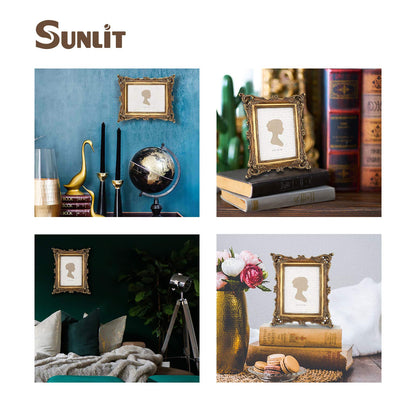 Sunlit Vintage Picture Frame 4x4 Inch, Luxury Antique Square Photo Frames with Glass Front, Photo Display, Tabletop Wall Hanging, Gift Ideas, Bronze Gold