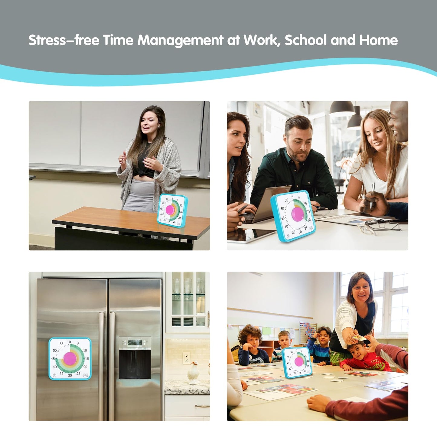 Visual Timer 7.5 inch, 60-Minute Countdown Timer for Kids Classroom Teaching Tool Office Meeting, Mechanical Countdown Clock for Exam Time Management Magnetic Kitchen Timer, Purple