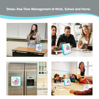 Visual Timer 7.5 inch, 60-Minute Countdown Timer for Kids Classroom Teaching Tool Office Meeting, Mechanical Countdown Clock for Exam Time Management Magnetic Kitchen Timer, Purple