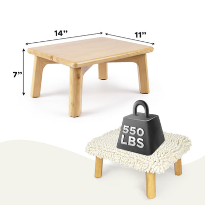 Sunlit One Step Stool, Heavy Duty Bathtub Stool up to 550 lbs, Non-Slip Wood Foot Stool, Wooden Step Stool for Adults, Dark Walnut Bed Step Stools for High Bed, Kitchen Bathroom Bedroom
