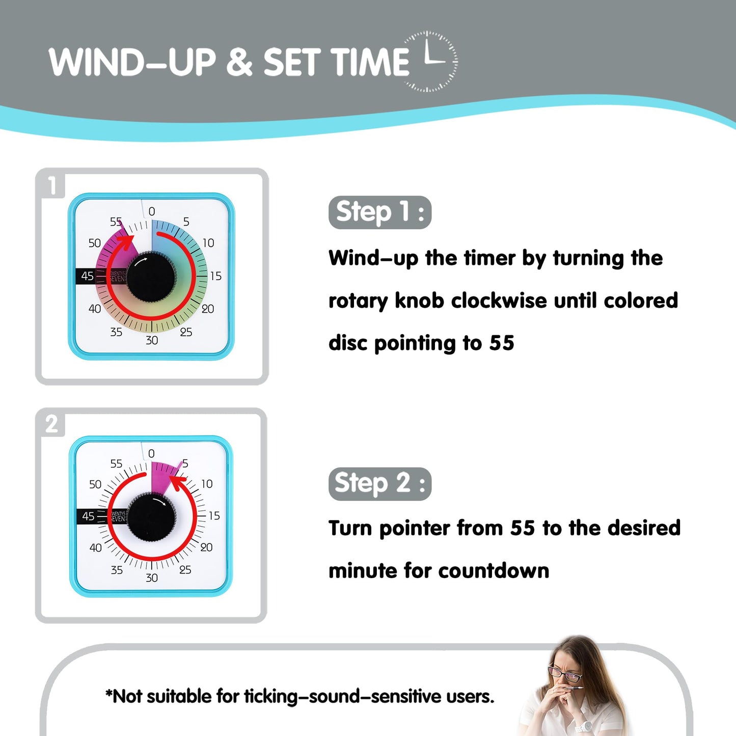 TWENTY5 SEVEN Countdown Timer 7.5 inch; 60 Minute 1 Hour Visual Timer – Classroom Teaching Tool Office Meeting, Mechanical Countdown Clock for Kids Exam Time Management Magnetic, Colorful