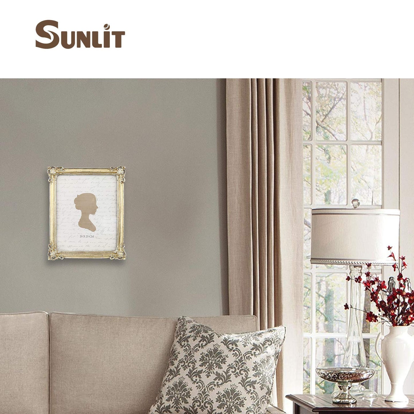Sunlit Vintage Picture Frame 4x6 Inch, Luxury Antique Photo Frames with Glass Front, Photo Display, Tabletop Wall Hanging, Gift Ideas