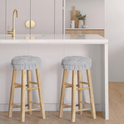 Sunlit Bar Stool Covers - Set of 2 Round Bar Stool Seat Covers, Soft and Cushioned Bar Chair Covers, Easy to Install and Wash, Cover Only, 12 Inch Diameter, Light Gray