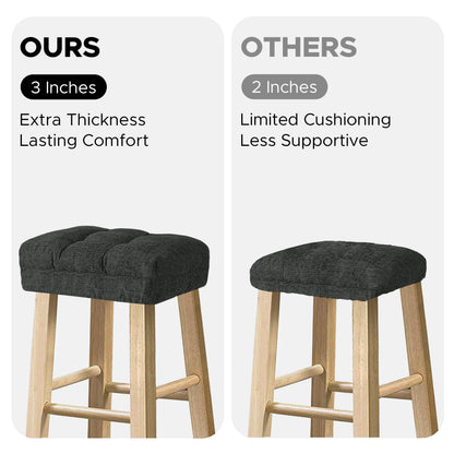 Sunlit Bar Stool Covers - Set of 2 Rectangle Bar Stool Seat Covers, Soft and Cushioned Bar Chair Covers, Easy to Install and Wash, Cover Only, Gray