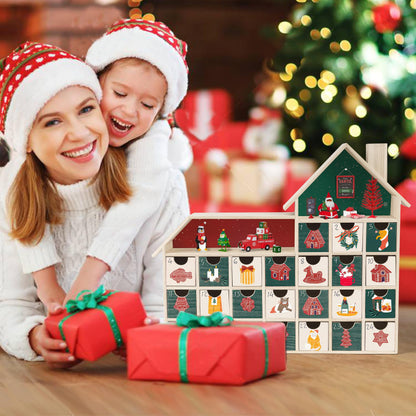 Sunlit Christmas Wooden Advent Calendar with Drawers, Unfinished Wooden, House Shaped Countdown Calendar Ready to Decorate and Personalize | Craft Storage Box | DIY Guru and Crafters
