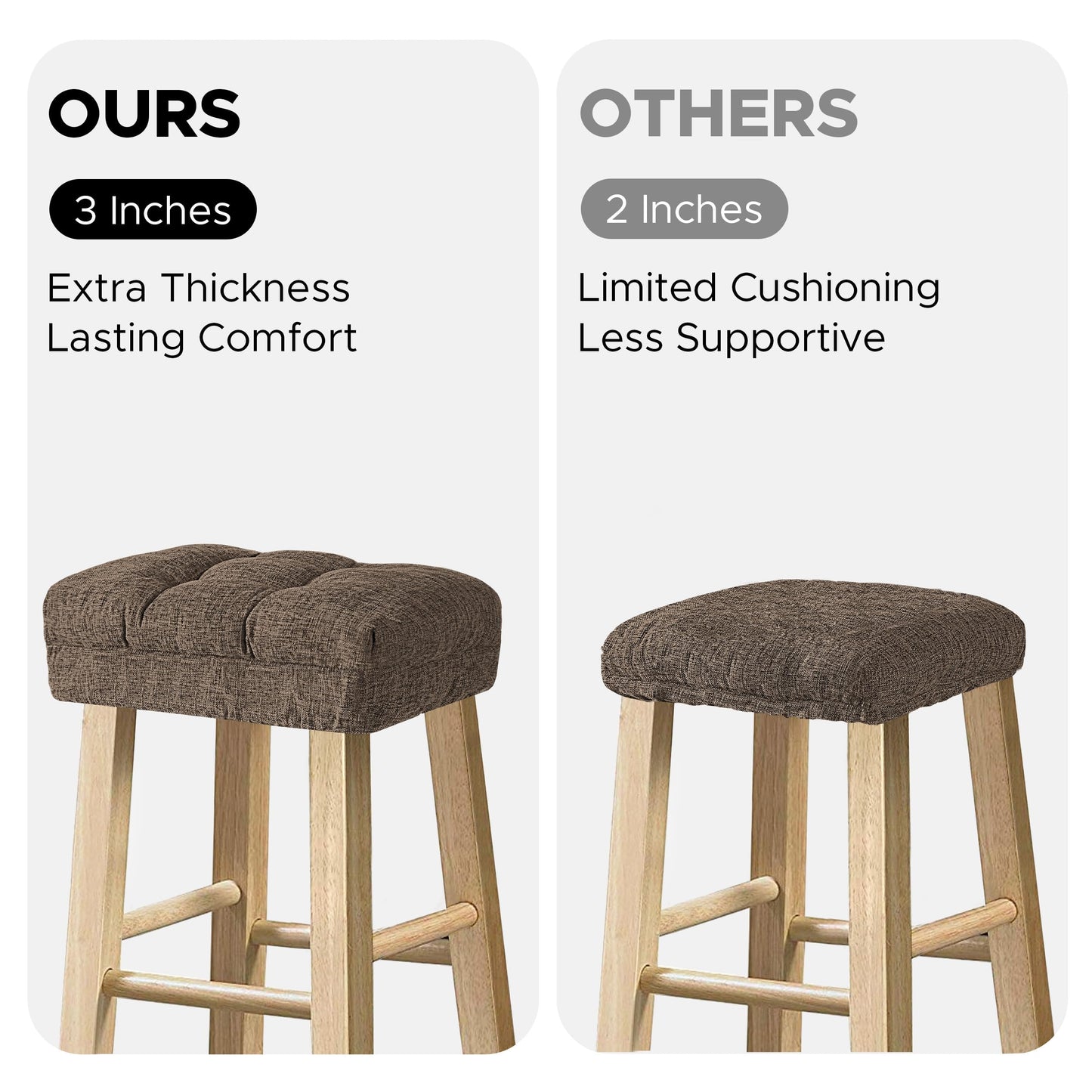 Sunlit Bar Stool Covers - Set of 2 Rectangle Bar Stool Seat Covers, Soft and Cushioned Bar Chair Covers, Easy to Install and Wash, Cover Only, Gray