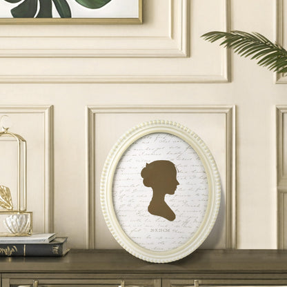 Sunlit Boho Vintage Picture Frame 5x7 Inch with Beaded Border, Oval Luxury Antique Photo Frames with Glass Front, Photo Display, Tabletop Wall Hanging, Gift Idea, Distressed White