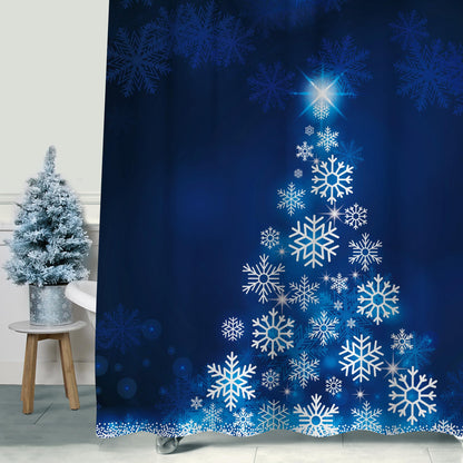 Sunlit Geometric Modern Design Christmas Shower Curtain Christmas Tree Bathroom Home Office Holiday Wall Decoration as Tapestry and Photo Booth Backdrop Red Green White Printed