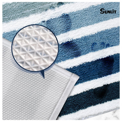 Sunlit 17"x24" Ombre Blue Bathroom Rug Non-Slip Absorbent Soft Bath Mat Set, Floor Mat Dry Fast Machine Washable.