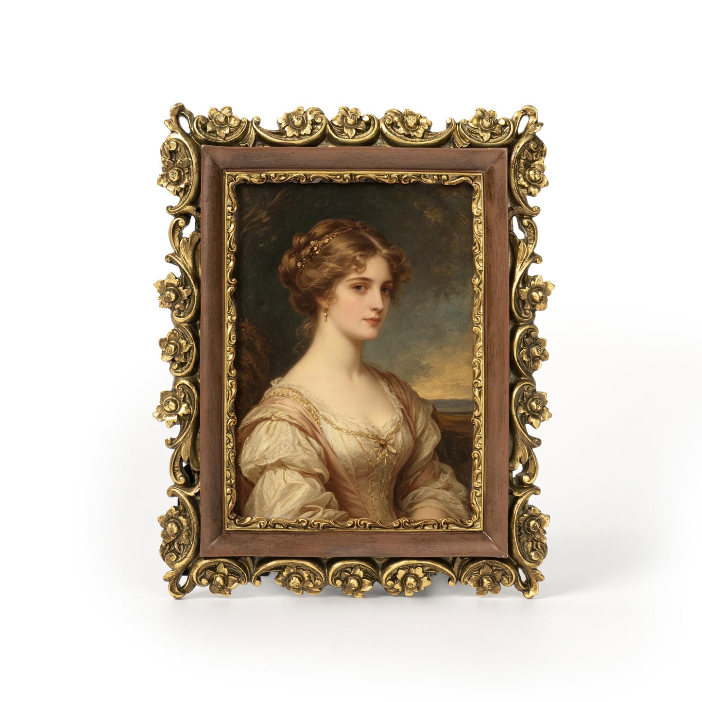 Sunlit Vintage Picture Frame 5x7 Inch, Luxury Antique Photo Frames with Glass Front, Photo Display, Tabletop Wall Hanging, Gift Ideas, Gold and Brown