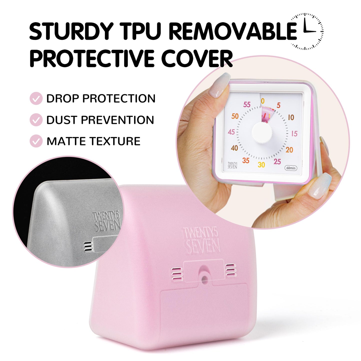 Visual Timer with Protective Case, 60-Minute Countdown Timer for Kids Autism ADHD Classroom Home Office, Countdown Clock for Teaching Work Meeting Time Management, Navy Blue/Colorful