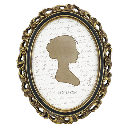 Sunlit Vintage Picture Frame 4x6 Inch, Oval Antique Photo Frames with Glass Front, Luxury Photo Display, Tabletop Wall Hanging, Gift Ideas, Golden Brown
