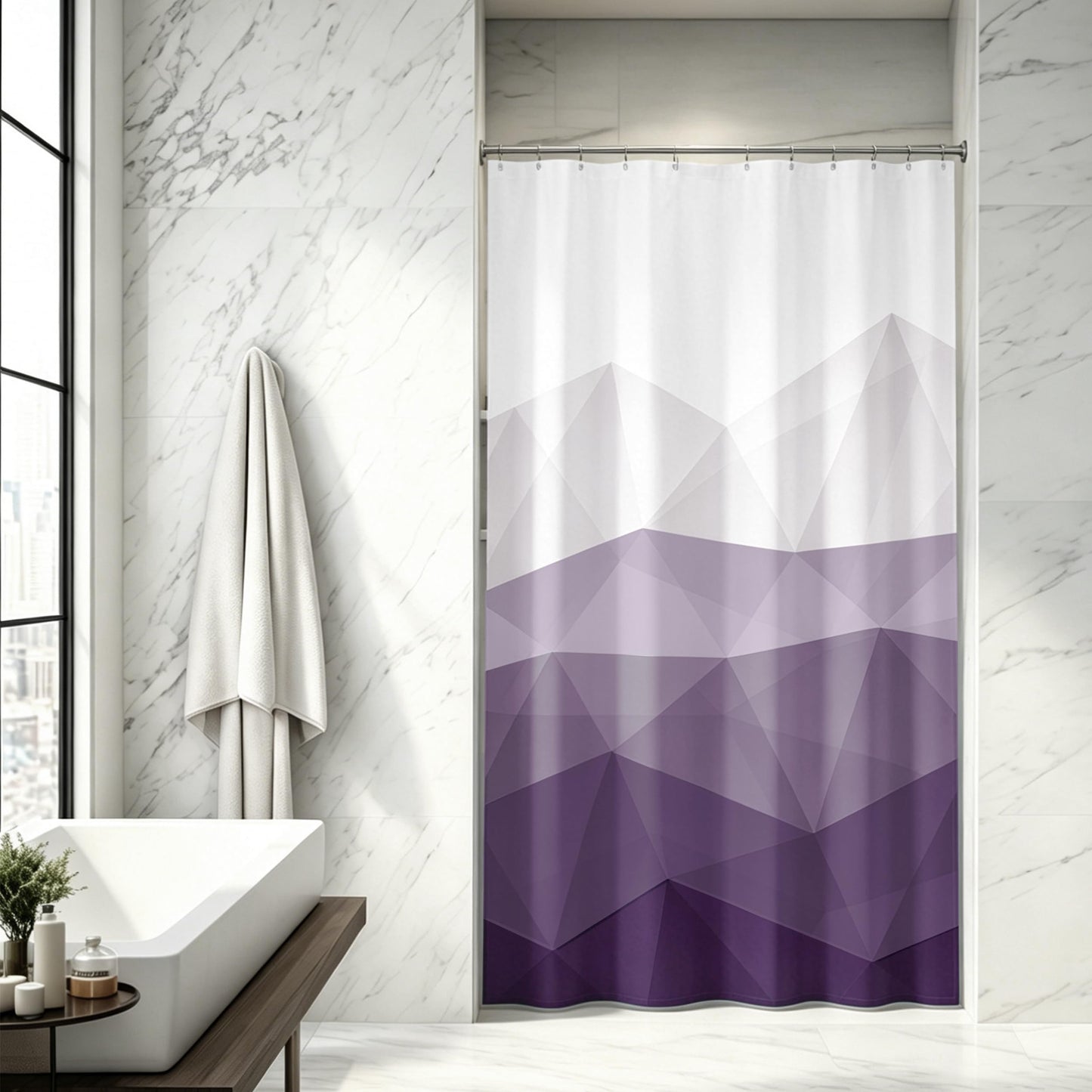 Sunlit Designer Popular Shower Curtain, Ombre Blue Fabric Contemporary Shower Curtains for Bathroom Décor