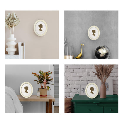 Sunlit Boho Vintage Picture Frame 8x10 Inch with Beaded Border, Oval Luxury Antique Photo Frames with Glass Front, Photo Display, Tabletop Wall Hanging, Gift Idea, Distressed White