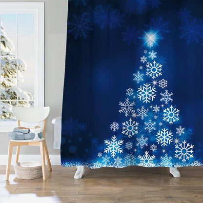 Sunlit Geometric Modern Design Christmas Shower Curtain Christmas Tree Bathroom Home Office Holiday Wall Decoration as Tapestry and Photo Booth Backdrop Red Green White Printed