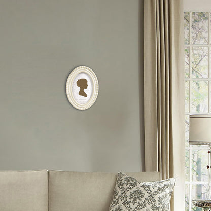 Sunlit Boho Vintage Picture Frame 8x10 Inch with Beaded Border, Oval Luxury Antique Photo Frames with Glass Front, Photo Display, Tabletop Wall Hanging, Gift Idea, Distressed White