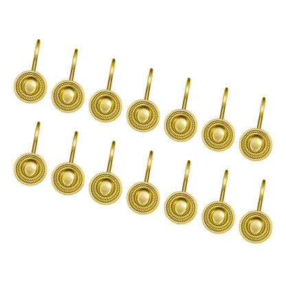 Sunlit Gold Shower Curtain Hooks, Square Metal Home Decorative Shower Curtain Rings for Bathroom, Modern Shower Curtain Hangers Bathroom Accessories, Set of 12