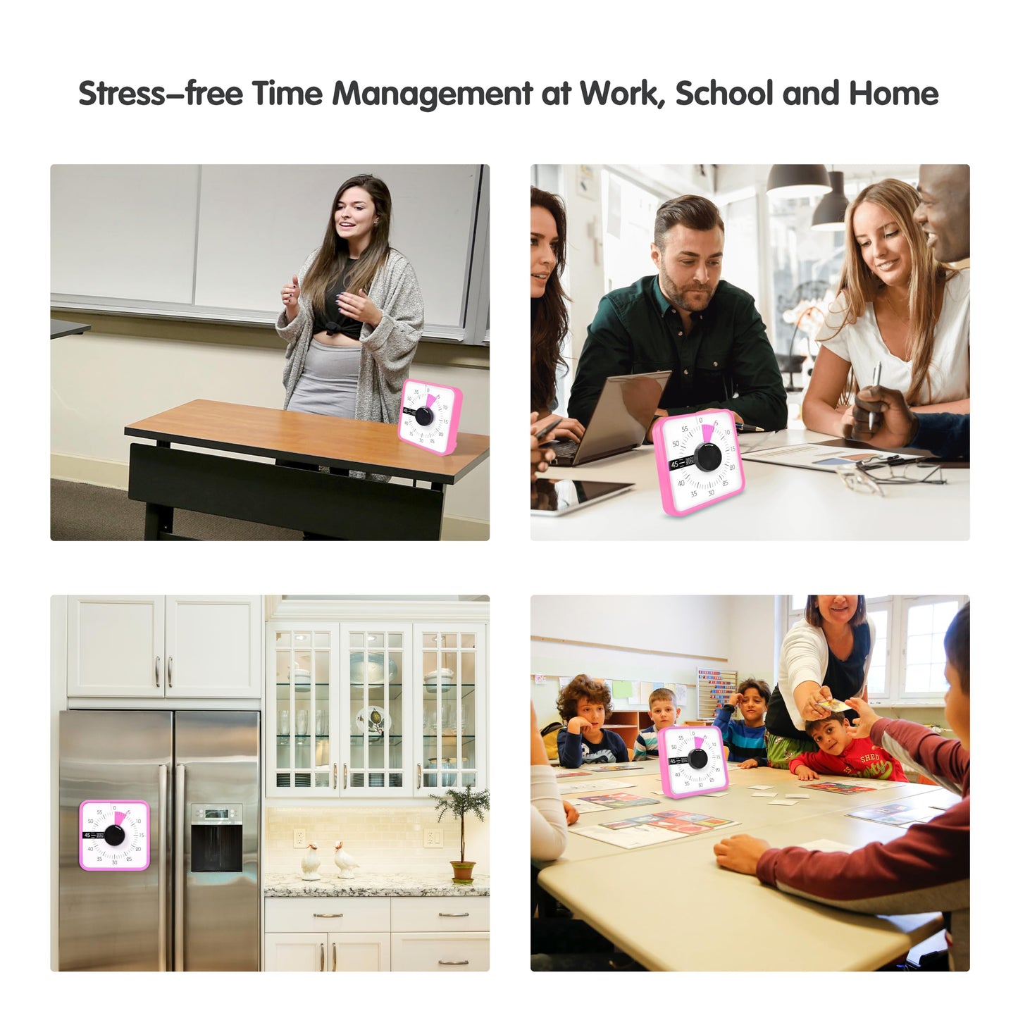 Visual Timer 7.5 inch, 60-Minute Countdown Timer for Kids Classroom Teaching Tool Office Meeting, Mechanical Countdown Clock for Exam Time Management Magnetic Kitchen Timer, Purple