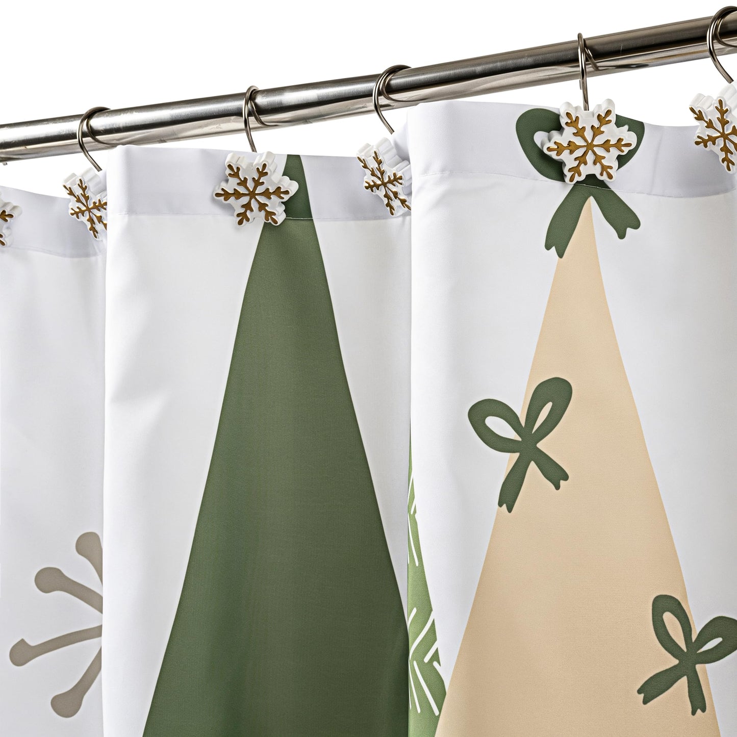 Sunlit Geometric Modern Design Christmas Shower Curtain Christmas Tree Bathroom Home Office Holiday Wall Decoration as Tapestry and Photo Booth Backdrop Red Green White Printed