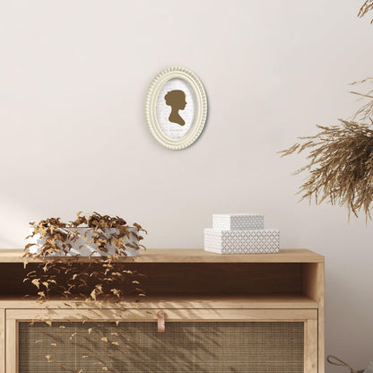 Sunlit Boho Vintage Picture Frame 8x10 Inch with Beaded Border, Oval Luxury Antique Photo Frames with Glass Front, Photo Display, Tabletop Wall Hanging, Gift Idea, Distressed White