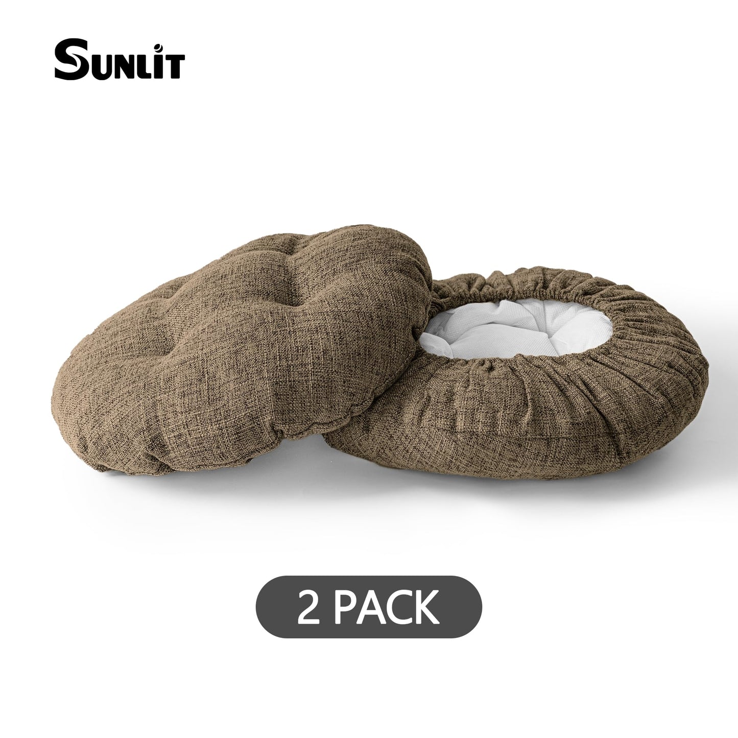 Sunlit Bar Stool Covers - Set of 2 Round Bar Stool Seat Covers, Soft and Cushioned Bar Chair Covers, Easy to Install and Wash, Cover Only, 12 Inch Diameter, Gray