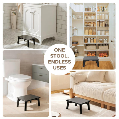 Sunlit One Step Stool, Heavy Duty Bathtub Stool up to 550 lbs, Non-Slip Wood Foot Stool, Wooden Step Stool for Adults, Dark Walnut Bed Step Stools for High Bed, Kitchen Bathroom Bedroom