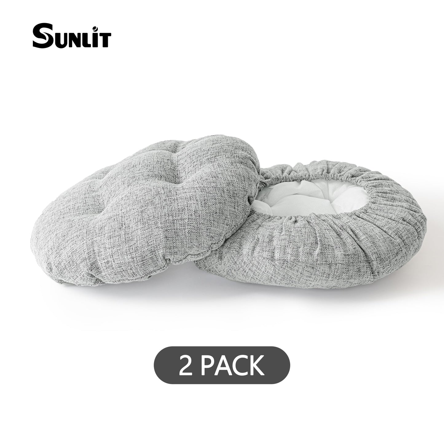 Sunlit Bar Stool Covers - Set of 2 Round Bar Stool Seat Covers, Soft and Cushioned Bar Chair Covers, Easy to Install and Wash, Cover Only, 12 Inch Diameter, Light Gray