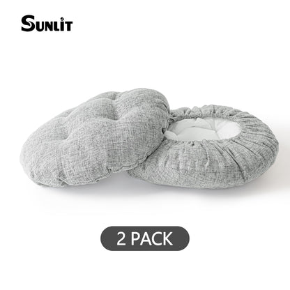 Sunlit Bar Stool Covers - Set of 2 Round Bar Stool Seat Covers, Soft and Cushioned Bar Chair Covers, Easy to Install and Wash, Cover Only, 12 Inch Diameter, Light Gray