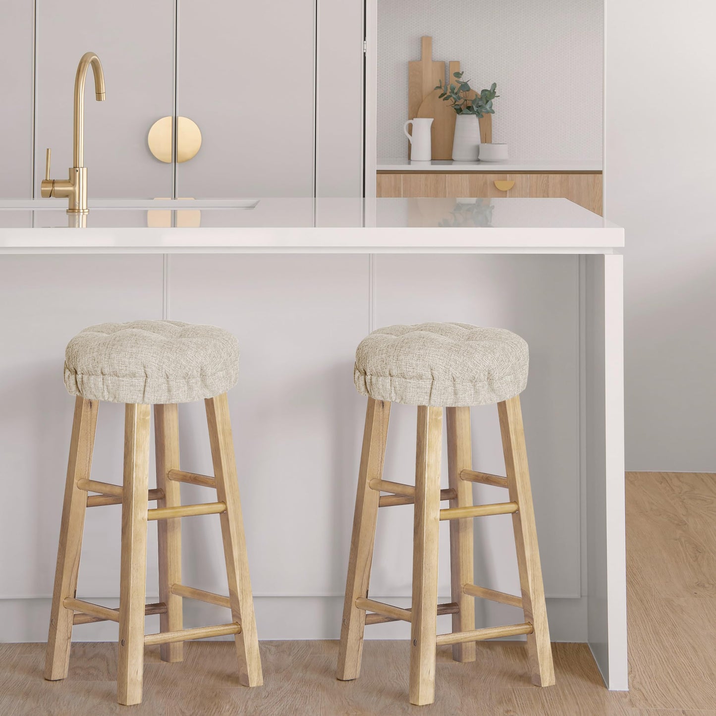 Sunlit Bar Stool Covers - Set of 2 Round Bar Stool Seat Covers, Soft and Cushioned Bar Chair Covers, Easy to Install and Wash, Cover Only, 12 Inch Diameter, Light Gray