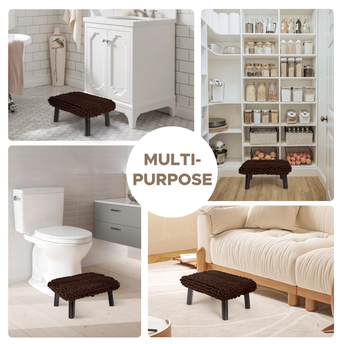 Sunlit One Step Stool, Heavy Duty Bathtub Stool up to 550 lbs, Non-Slip Wood Foot Stool, Wooden Step Stool for Adults, Dark Walnut Bed Step Stools for High Bed, Kitchen Bathroom Bedroom