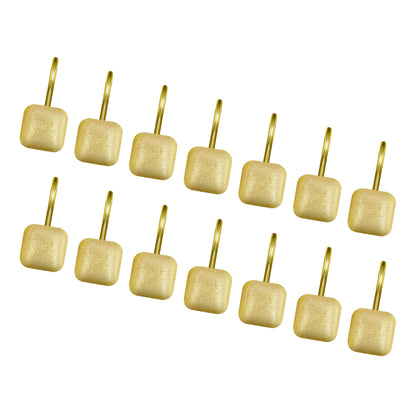 Sunlit Gold Shower Curtain Hooks, Round Metal Home Decorative Shower Curtain Rings for Bathroom, Modern Shower Curtain Hangers Bathroom Accessories, Set of 12