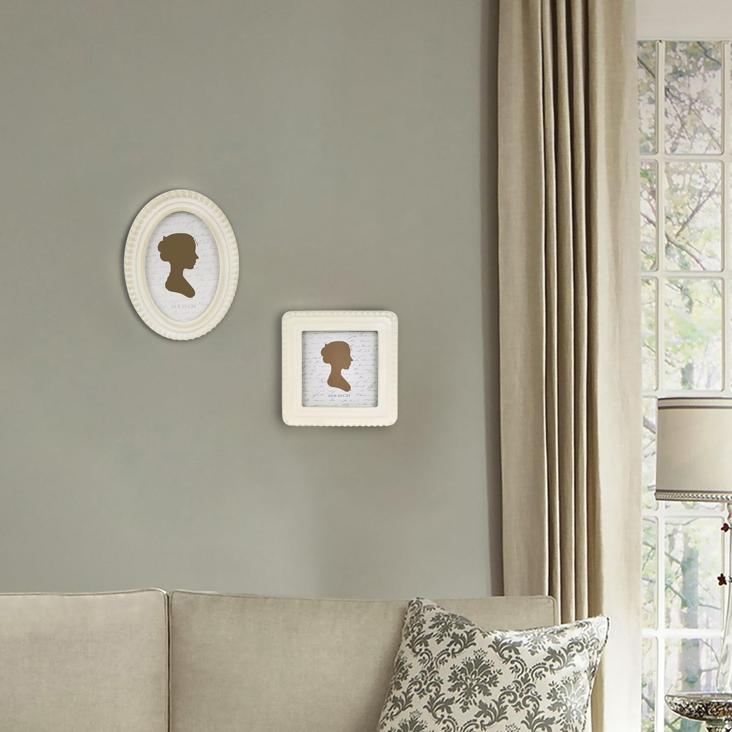 Sunlit Vintage Picture Frame 4x6 Inch with Beaded Border, Luxury Antique Square Photo Frames with Glass Front, Boho Photo Display, Tabletop Wall Hanging, Gift Idea, Distressed White