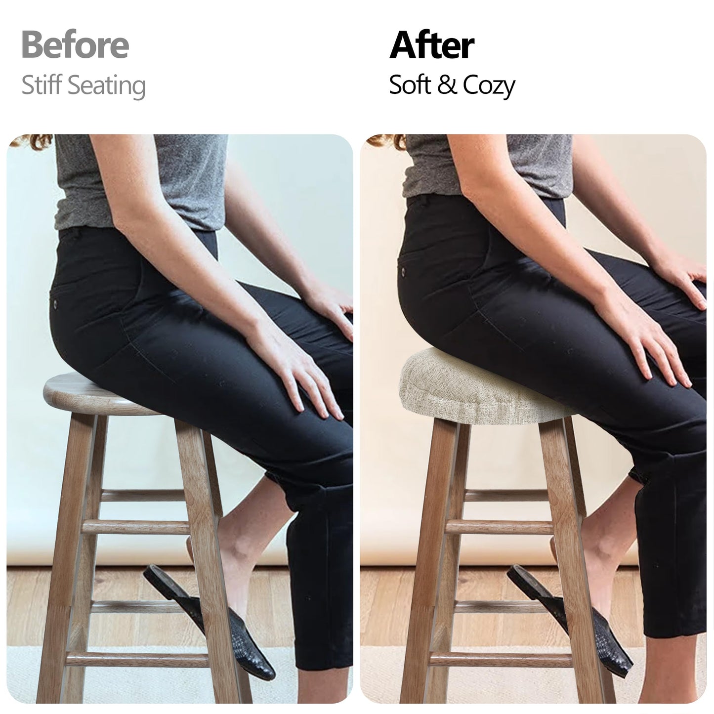 Sunlit Bar Stool Covers - Set of 2 Round Bar Stool Seat Covers, Soft and Cushioned Bar Chair Covers, Easy to Install and Wash, Cover Only, 12 Inch Diameter, Light Gray