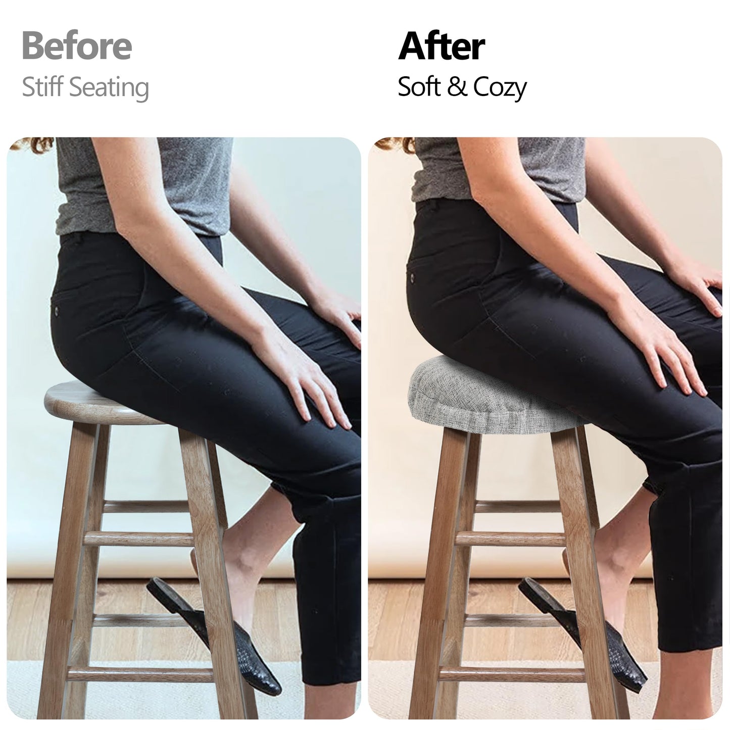 Sunlit Bar Stool Covers - Set of 2 Rectangle Bar Stool Seat Covers, Soft and Cushioned Bar Chair Covers, Easy to Install and Wash, Cover Only, Gray