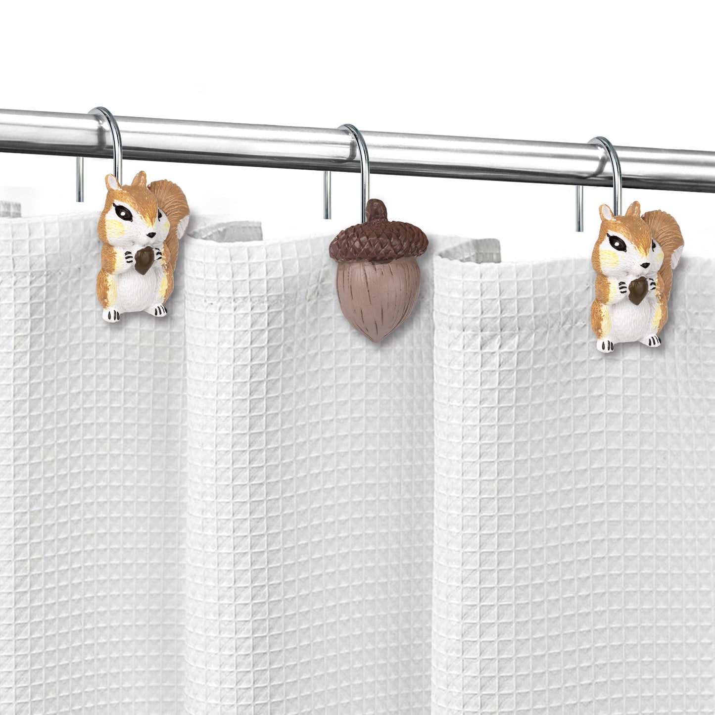 Sunlit Maple Leaf Shower Curtain Hooks for Fall Autumn, Home Decorative Shower Curtain Rings for Bathroom, Resin, Orange Red Maple Leaves Shower Curtain Hangers Hooks Bath Accessories, Set of 12
