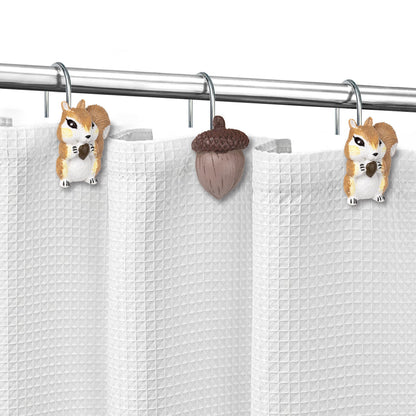 Sunlit Maple Leaf Shower Curtain Hooks for Fall Autumn, Home Decorative Shower Curtain Rings for Bathroom, Resin, Orange Red Maple Leaves Shower Curtain Hangers Hooks Bath Accessories, Set of 12