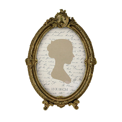 Sunlit Vintage Picture Frame 4x6 Inch, Oval Antique Photo Frames with Glass Front, Luxury Photo Display, Tabletop Wall Hanging, Gift Ideas, Brown