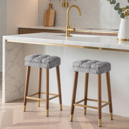 Sunlit Bar Stool Covers - Set of 2 Rectangle Bar Stool Seat Covers, Soft and Cushioned Bar Chair Covers, Easy to Install and Wash, Cover Only, Gray