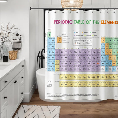 Updated Periodic Table of Elements Fabric Shower Curtains for Chemistry Students and Teacher Use as Poster, Educational Shower Curtain