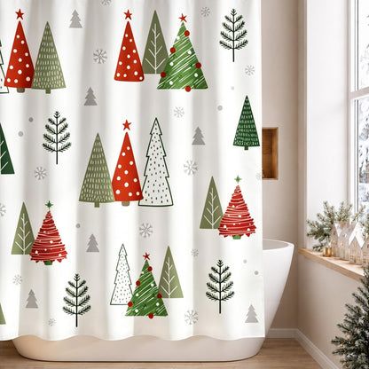 Sunlit Blue Fluorescent Christmas Snowflake Tree with Dark Blue Background Fabric Shower Curtain, Bathroom Home Office Holiday Wall Decoration as Tapestry and Photo Booth Backdrop