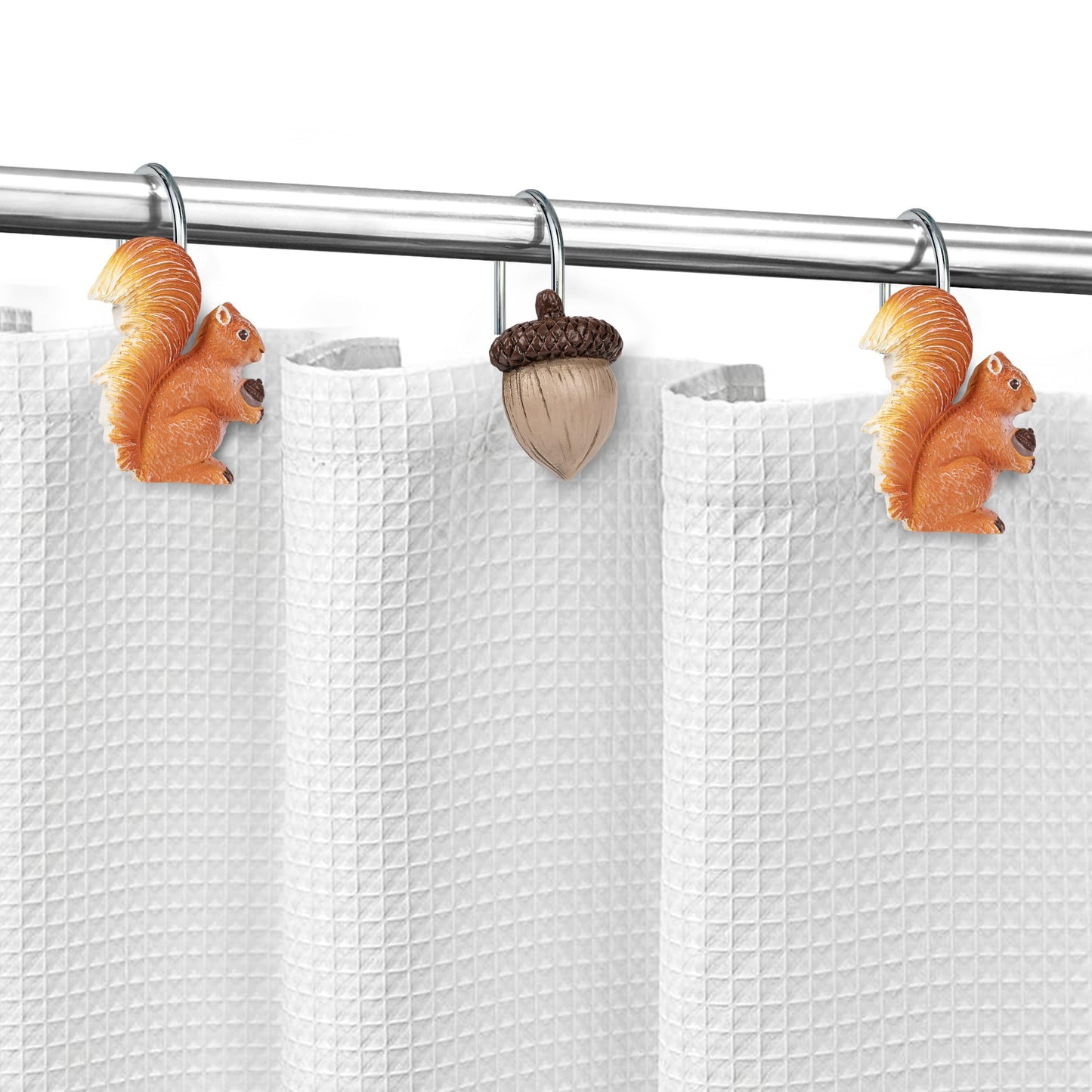 Sunlit Maple Leaf Shower Curtain Hooks for Fall Autumn, Home Decorative Shower Curtain Rings for Bathroom, Resin, Orange Red Maple Leaves Shower Curtain Hangers Hooks Bath Accessories, Set of 12