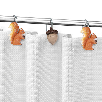 Sunlit Maple Leaf Shower Curtain Hooks for Fall Autumn, Home Decorative Shower Curtain Rings for Bathroom, Resin, Orange Red Maple Leaves Shower Curtain Hangers Hooks Bath Accessories, Set of 12