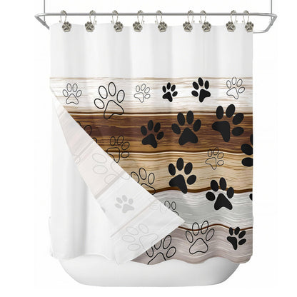 Sunlit Fashion Design Cute Paw Print Polished Double Shower Curtain Hooks for Dog Cat and Bear, Rust Proof Oil Rubbed Metal Shower Curtain Rings-12 Pack