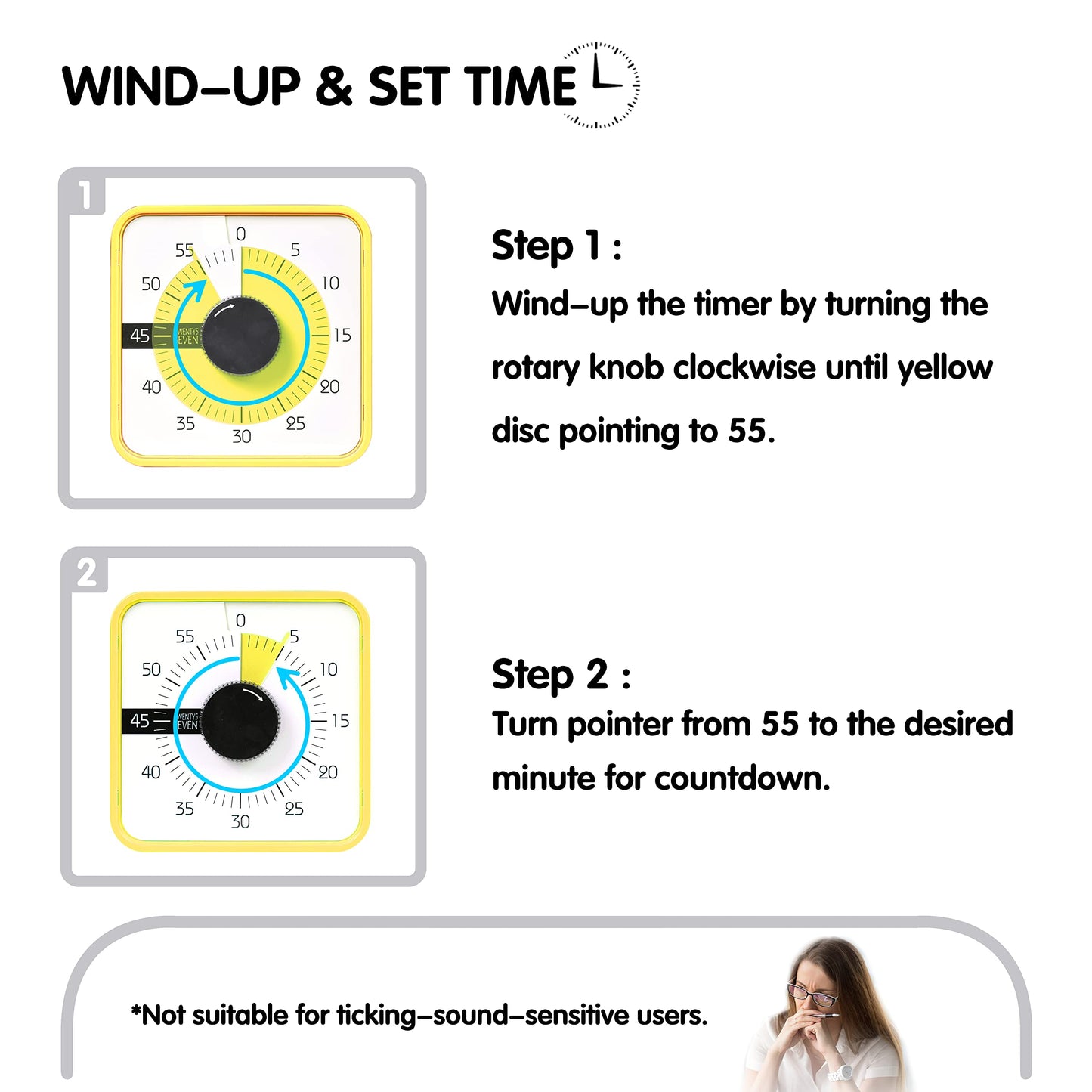 Visual Timer 7.5 inch, 60-Minute Countdown Timer for Kids Classroom Teaching Tool Office Meeting, Mechanical Countdown Clock for Exam Time Management Magnetic Kitchen Timer, Purple