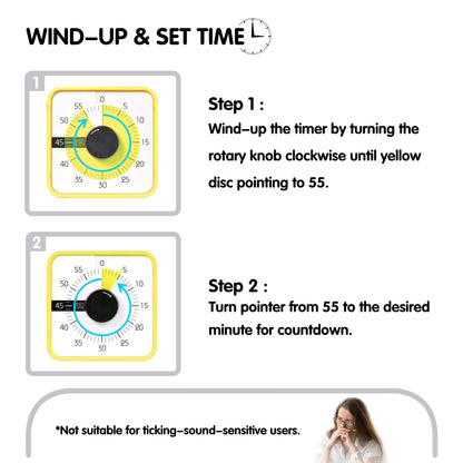 Visual Timer 7.5 inch, 60-Minute Countdown Timer for Kids Classroom Teaching Tool Office Meeting, Mechanical Countdown Clock for Exam Time Management Magnetic Kitchen Timer, Purple