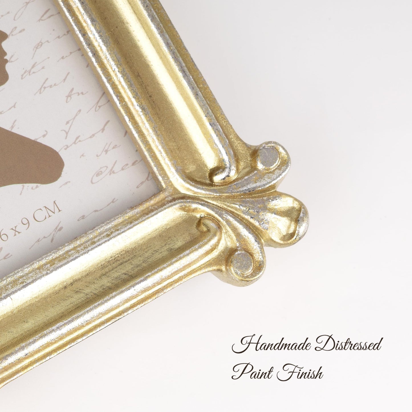 Sunlit Small Vintage Picture Frame 2.5x3.5 Inch, Antique Mini Photo Frames with Glass Front, Luxury Wallet Size Picture Frames, Photo Display Tabletop Wall Hanging Gift Ideas, Slivery Light Gold