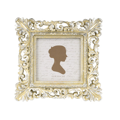 Sunlit Vintage Picture Frame 4x4 Inch, Luxury Antique Square Photo Frames with Glass Front, Photo Display, Tabletop Wall Hanging, Gift Ideas, Antique Gold Silver